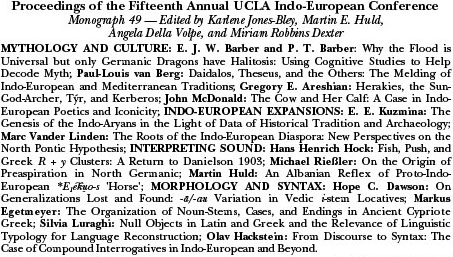 Proceedings of the fifteenth annual ULA Indo-European Conference