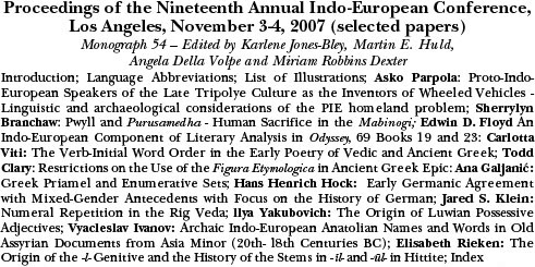 Proceedings of the Nineteenth annual UCLA - Indo-European Conference