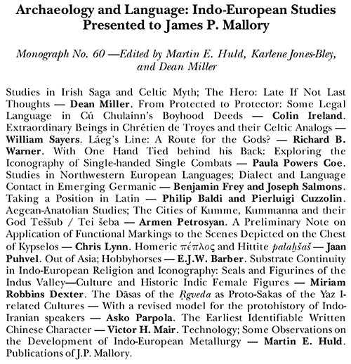 Archaeology and Language: Indo-European Studies